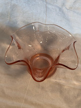 Pink Depression Glass Fluted Nappy With Berries Motif Mint - £19.68 GBP