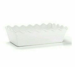 Avon Living White Porcelain Scalloped Bread Loaf Pan Baking Dish Ready to Serve - £23.64 GBP