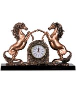 StealStreet SS-BA-C737-T, 10 Inch Tantalum Ornate Two Horse with Clock F... - $156.41