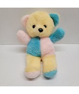 Vintage Dan Dee Pastel Color-Block Yellow Blue Pink Teddy Bear Plush 12&quot; - £35.15 GBP
