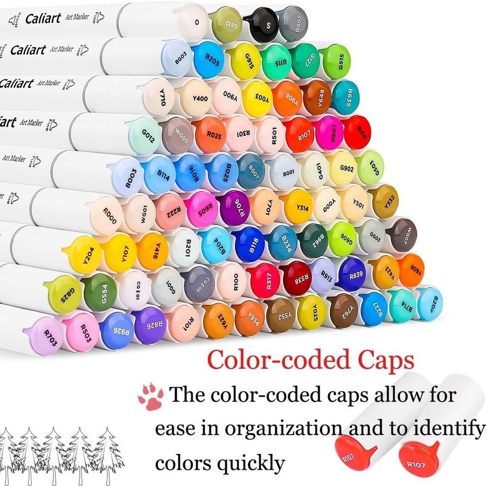 Vibrant 81 Alcohol-Based Art Markers with Fine & Chisel Tips - Ideal for Gifting Item image 4