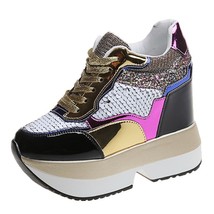 FEDONAS Blingbling Sequined Cloth Women Height Increasing Sneakers Spring Fashio - £58.12 GBP