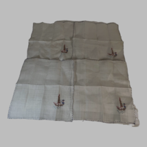 VTG Handmade Linen Cross Stitch Pirate Captain Sailing Ship Napkin Set o... - £22.33 GBP