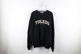 Vintage 90s Mens Medium Faded Spell Out Toledo Zoo Crewneck Sweatshirt Black - £39.77 GBP