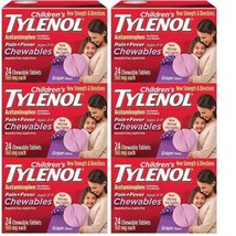 Kids Children&#39;s Tylenol Grape Flavor, 144 Chewable Tablets (24 x6) exp 9/24 - £36.51 GBP