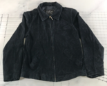 Atelier Nubuck Leather Jacket Womens Petite Medium Navy Blue Zipper Front - $37.09