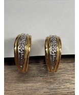 Vintage Two Tone Dangle Drop Hoop Earrings Estate Jewelry Find KG JD - $27.38 CAD