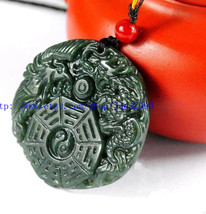 Free Shipping -  china Gossip Dragon Phoenix pendants ,lack green jadeite jade l - £20.77 GBP