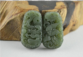 Free Shipping - green jadeite jade Good luck Hand- carved AAA Natural green Drag - £18.79 GBP