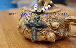 Free Shipping - Real Natural green jade Cross charm  jade Pendant - £15.71 GBP