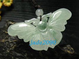 Free Shipping - Lovely Hand-carved Natural Green Butterfly jade charm Pendant -  - £20.83 GBP
