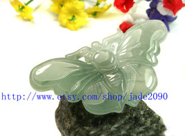 Free Shipping - Lovely Hand-carved Natural Green Butterfly jade charm Pendant -  - £20.43 GBP