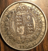 1887 UK GB GREAT BRITAIN SILVER HALF CROWN COIN - £90.81 GBP