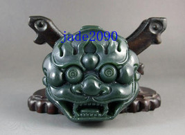 Free Shipping -  Natural Green jade  Hand- carved Natural green Ghost Head  jade - £31.93 GBP