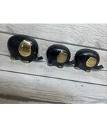 MCM Brass Figure Elephant Family Black Gold Sculpture RARE - $26.73