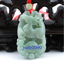 Free Shipping -  green jade , Natural green jadeite jade carved Horse charm Pend - £15.84 GBP