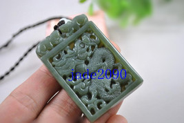 Free Shipping - Natural green jade  Hand- carved AAA Natural green dragon  jade  - £20.78 GBP