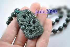 Free Shipping - Natural green jade , Hand- carved AAA Natural green dragon  jade - £20.78 GBP
