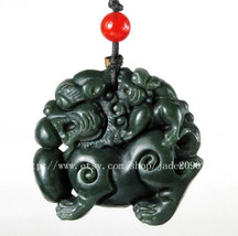 Free Shipping - good luck Natural black green jadeite jade Pi Yao charm ... - £20.44 GBP