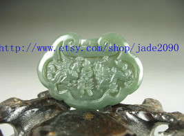 Free Shipping -  Couple jade pendants , green jadeite jade , Hand- carved Natura - £15.96 GBP