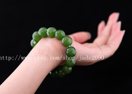Free Shipping - 100% Nice Natural Green Jadeite Jade charm beaded jade Bracelet  - $25.99