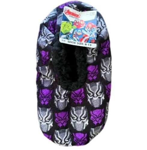 BLACK PANTHER AVENGERS Boys Fuzzy Babba Slippers Size S/M (8-13) or M/L (13-4) - $11.39