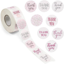 Pink Thank You Stickers Roll, Round Labels (1.5 Inches, 1000 Pack) - £18.17 GBP
