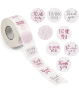 Pink Thank You Stickers Roll, Round Labels (1.5 Inches, 1000 Pack) - £18.87 GBP