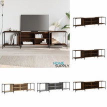 Industrial Wooden Large Wide Rectangular TV Cabinet Stand Unit With Metal Frame - £89.22 GBP+