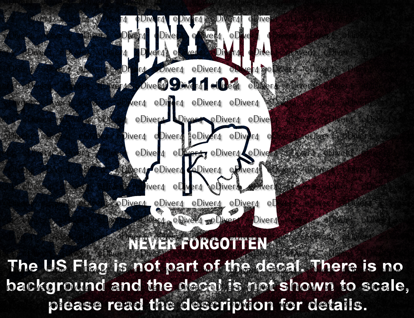 FDNY-MIA Never Forgotten 09-11-01 Memorial Design 2 Vinyl Decal US Made ... - $6.72+