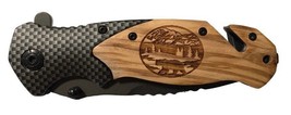 Handmade Walking Bear Engraved 8&quot; Blade Folding Pocket Knife Custom Design - $36.51