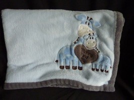 Little Beginnings MOMMY &amp; ME Blue Gray GIRAFFE Baby Blanket 30 x 40 - £15.59 GBP