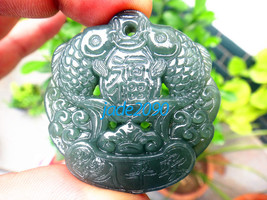 Free shipping - jadeite jade fish , Natural green  jadeite jade carved  two Fish - $19.99