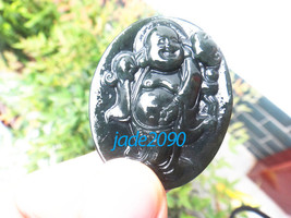 FREE SHIPPING Natural dark green  jade Happy /  happiness /  Compassion buddha c - £17.58 GBP