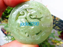 Free Shipping - Chinese dragon , Elegant Natural green Dragon jadeite jade charm - £16.23 GBP