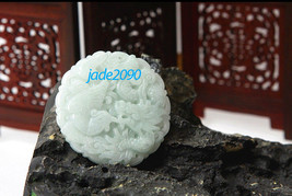 Free Shipping - Natural white Dragon and Phoenix charm jadeite Pendant / jade ne - £15.95 GBP