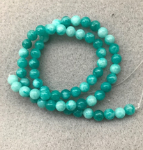 6mm Natural Amazonite Round Beads, 1 15in Strand, stone, blue green - $10.00
