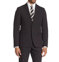 SAVILE ROW CO Brixton Black Solid Two Button Peak Lapel Skinny Fit Suit ... - £42.95 GBP