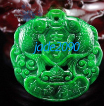 FREE SHIPPING - AAA Grade Natural green  jadeite jade carved  two Fish charm pen - £23.62 GBP