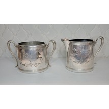 Vintage B Rogers Silver Co 1883 Creamer &amp; Sugar Taunton Mass. Quadruple ... - $63.61 CAD