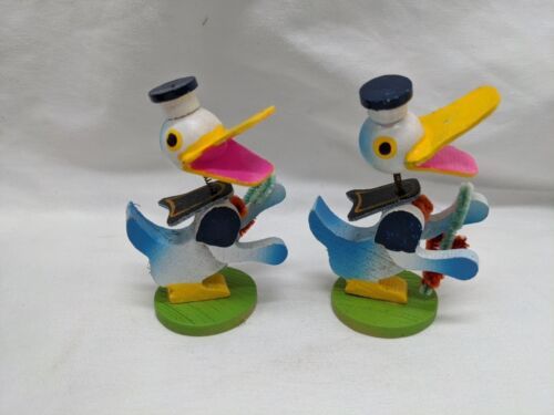 Lot Of (2)  Japanse Wooden Crafted Bobble Head Ducks 3&quot; - $19.80