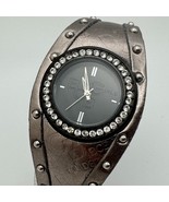 BCBG Girl Quartz Watch Women Black Rhinestone Silver Leather Analog New ... - $23.74