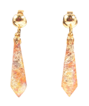 Lucite Dangle Earrings Clip On Gold Tone Colored Foil Vintage - £5.39 GBP