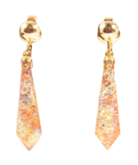 Lucite Dangle Earrings Clip On Gold Tone Colored Foil Vintage - £5.38 GBP