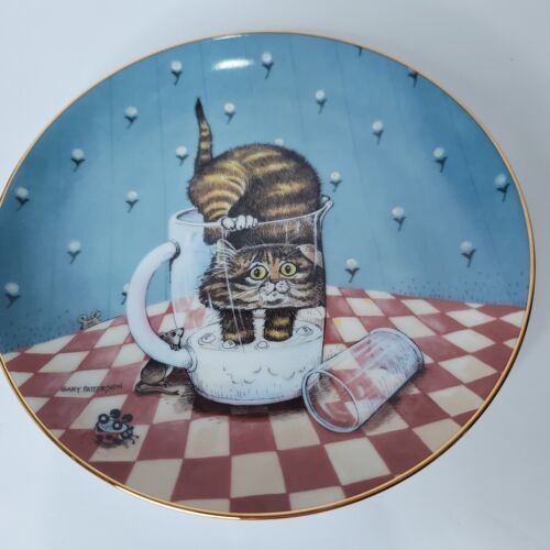 Gary Patterson Comical Cats CURIOSITY Danbury Mint Plate Cat In Glass NEW - $29.69