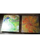 SET OF 2 ABSTRACT CANVAS PAINTINGS BOTH PIECES ARE 12&quot; X 12&quot; X 1.5&quot; THICK - $944.17 MXN