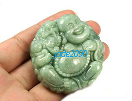 FREE SHIPPING Natural Pea green  jade Happy /  happiness /  Compassion buddha ch - £23.90 GBP