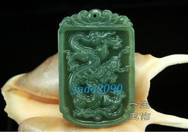 Free Shipping -  jade Dragon Natural Green jadeite jade Carved Dragon ch... - $19.99