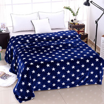 Navy Star Geometric Blanket Microplush Plush Fleece Bed Decor King/Cal King - £52.57 GBP