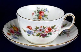 Minton Marlow Cup &amp; Saucer Floral w Gold Rim S309 China - £7.85 GBP